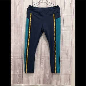 AVÍA womens athletic navy blue and green  leggings / size L